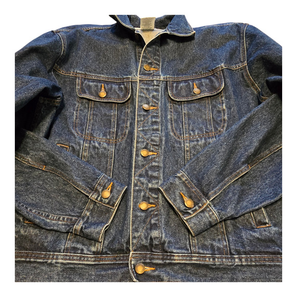 Wrangler Rugged Wear Jacket Mens Size Large Blue Jean Denim Trucker Streetwear - Picture 4 of 9